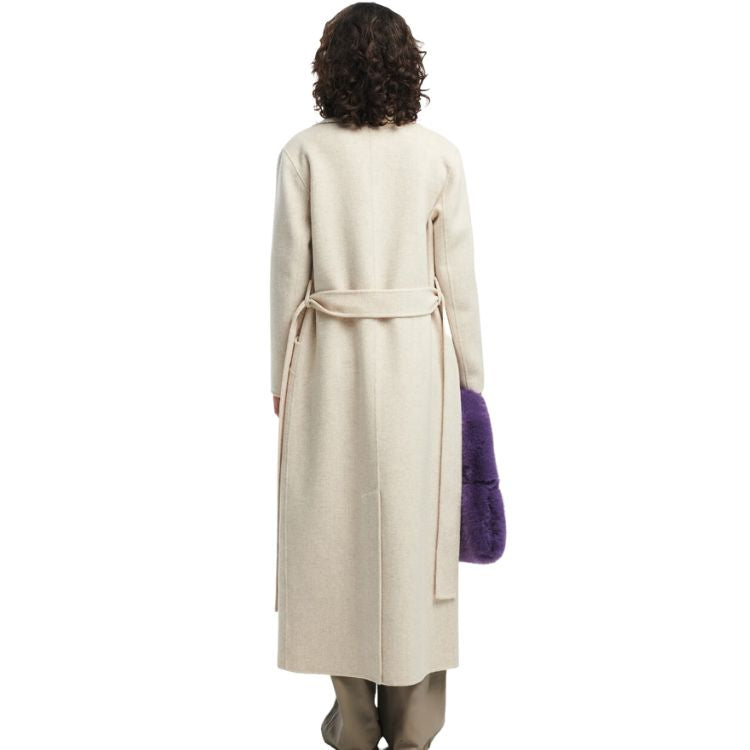 Lange wolblend jas in lichtbeige kleur