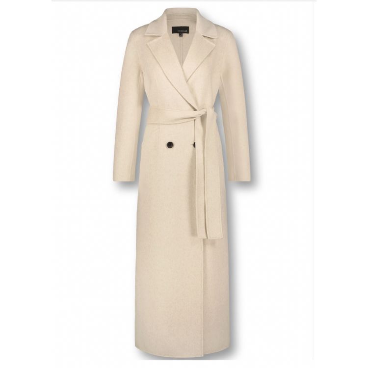 Lange wolblend jas in lichtbeige kleur