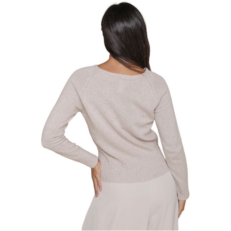 Cashmere blend trui met lurex draad op manchetten en rand