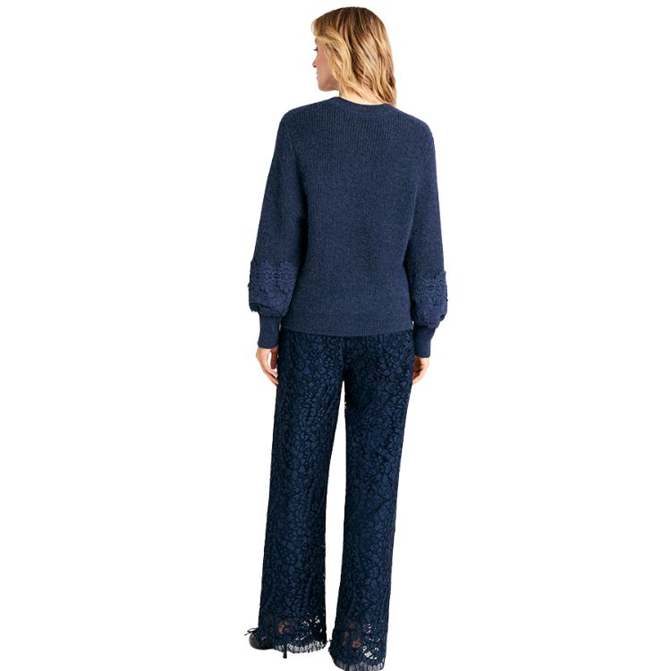 Alpaca blend cardigan met kantapplicatie