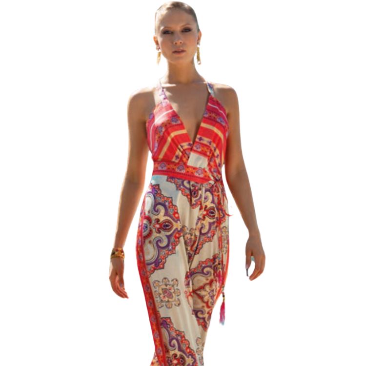 Geprint wide fit jumpsuit met open rug