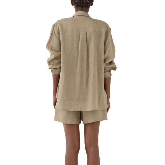 Taupe Ramie Blouse (Fango)| ELEH Prato Italië