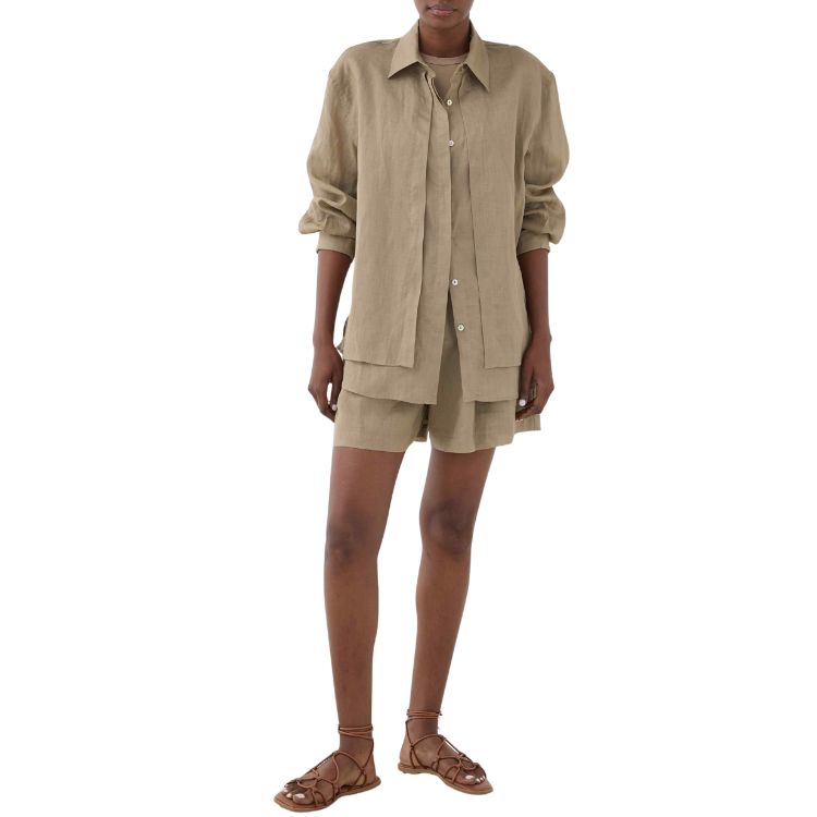 Taupe Ramie Blouse (Fango)| ELEH Prato Italië