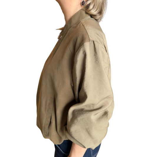 Taupe Suède Bomber Jacket – Groenig Taupe | The Jackie Leathers Asti Italië