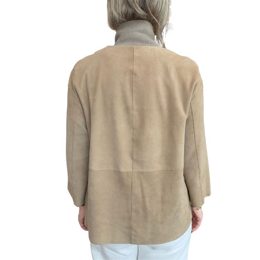 Suède Jas met Gebreide Kraag – Jackie Leathers Asti Italië | L&C Fashion