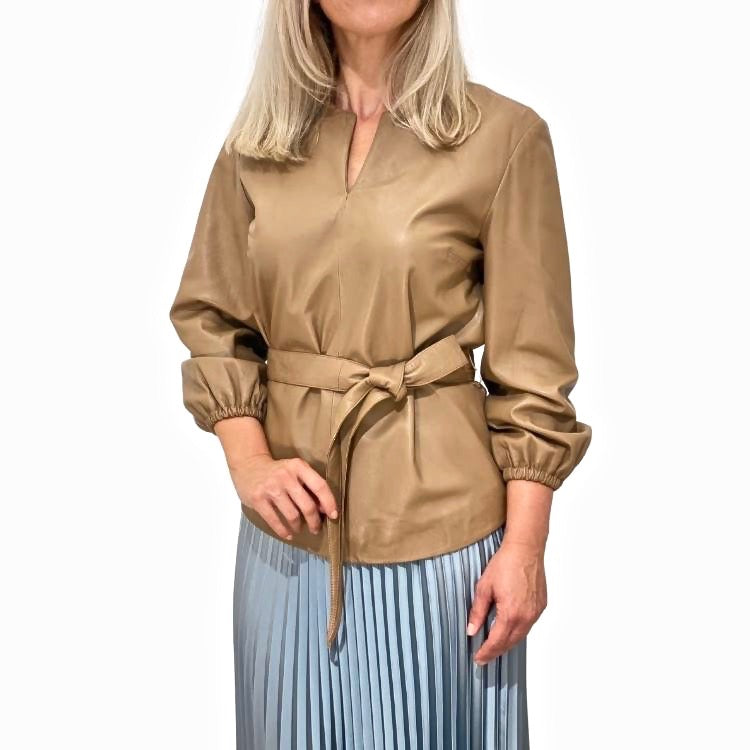 Blair leerblouse met riem