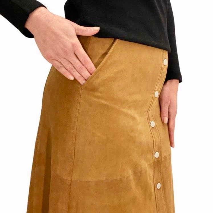Suede rok met drukkers