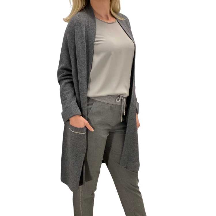 Lange cashmere blend vest zonder sluiting van Chicca Lualdi