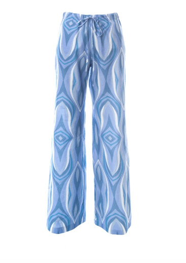 Linnenmix broek met print