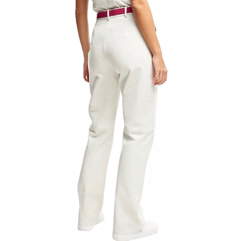 Chloe high waist wide fit broek van schapenleer - Srudio AR by Arma
