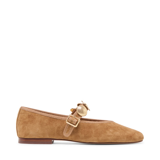 Cognac Ballerina met Gouden Gespen – Dolce Vita | Steve Madden