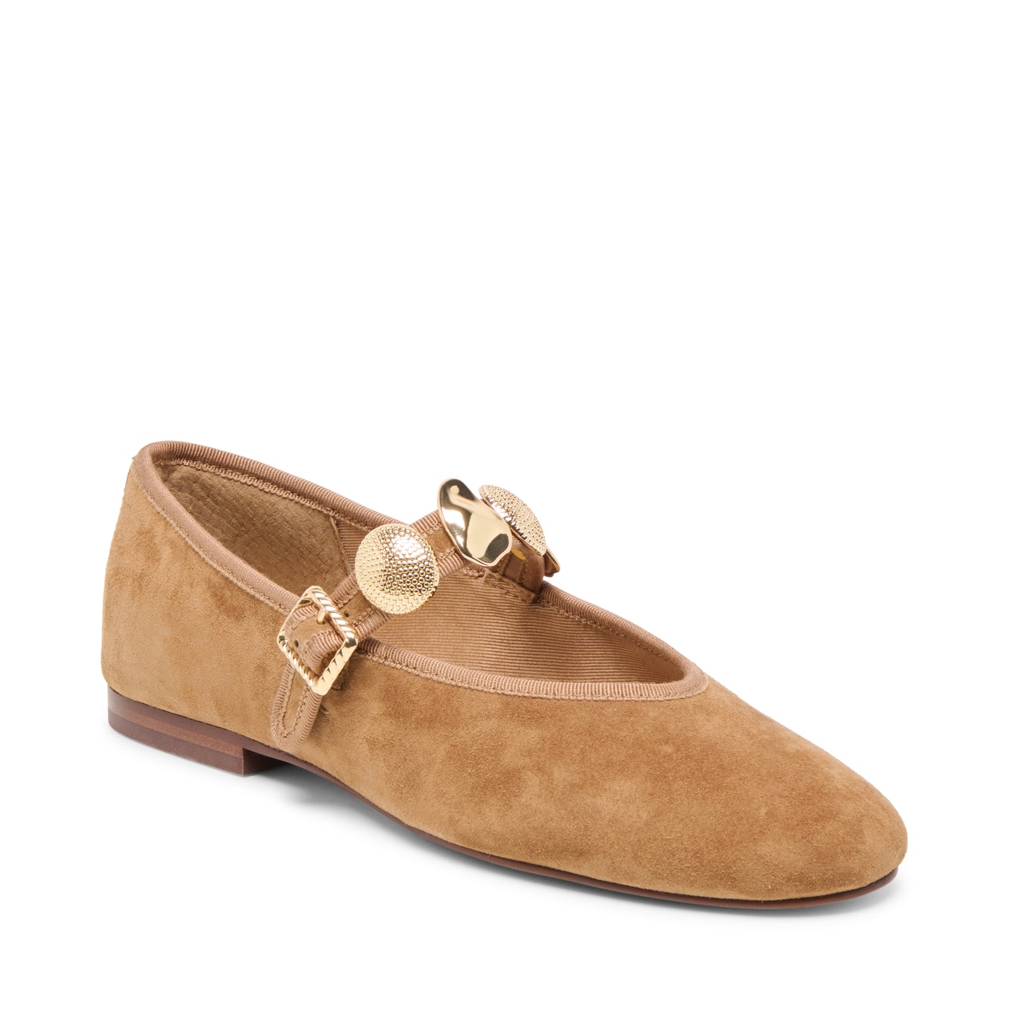 Cognac Ballerina met Gouden Gespen – Dolce Vita | Steve Madden