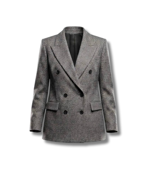 Hanami D'Or Argi Double-Breasted Wool Blazer – Stone Grey