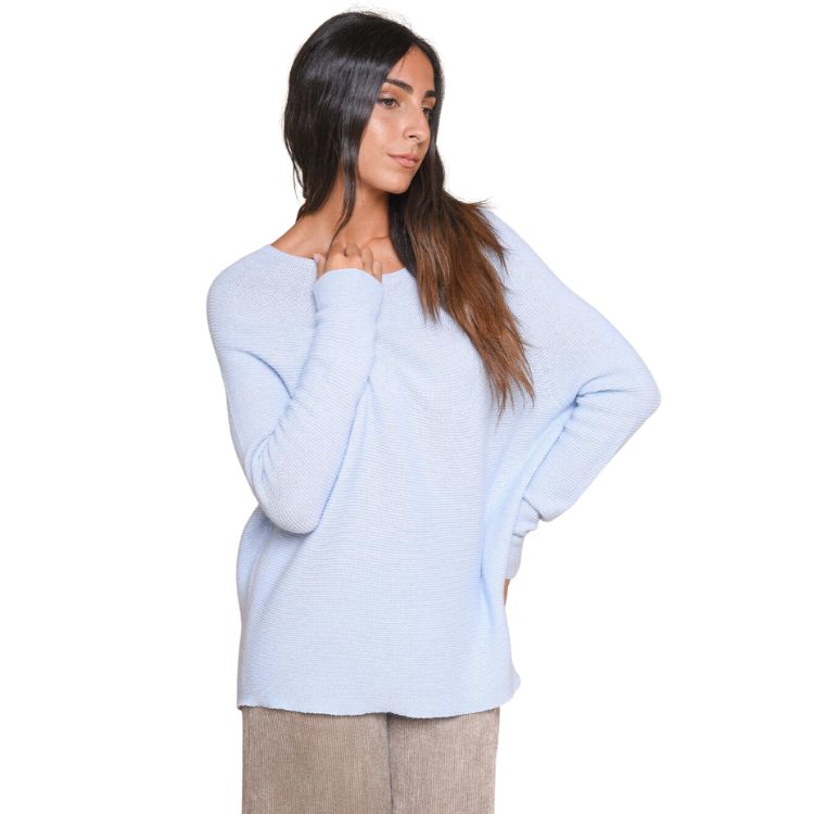 Oversize cashmere blend trui in babyblauw