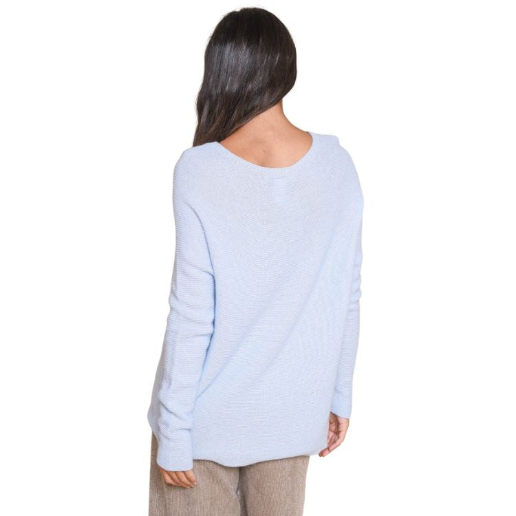 Oversize cashmere blend trui in babyblauw