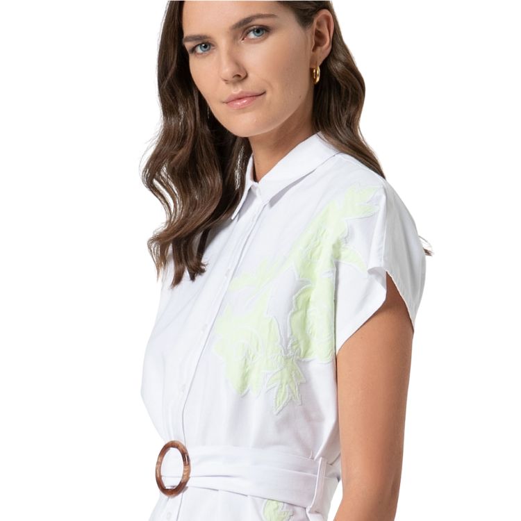 Sleeveless chemisier dress made in cotton with embroideries