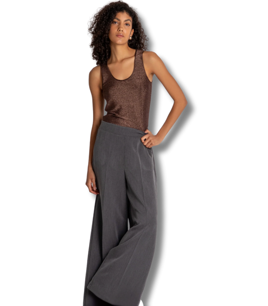 Fracomina Dark Grey Wide-Leg Trousers