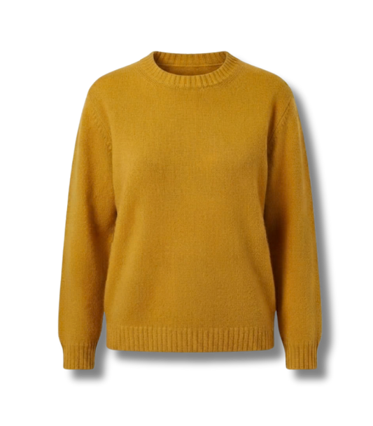 Handmade Cashmere Crewneck Sweater – Warm Yellow