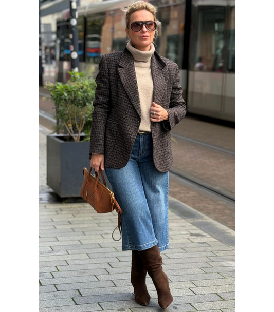High-Waisted Cropped Wide-Leg Culotte Jeans