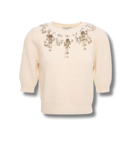 Fracomina Butter Knit Sweater with Sequin Embellishment