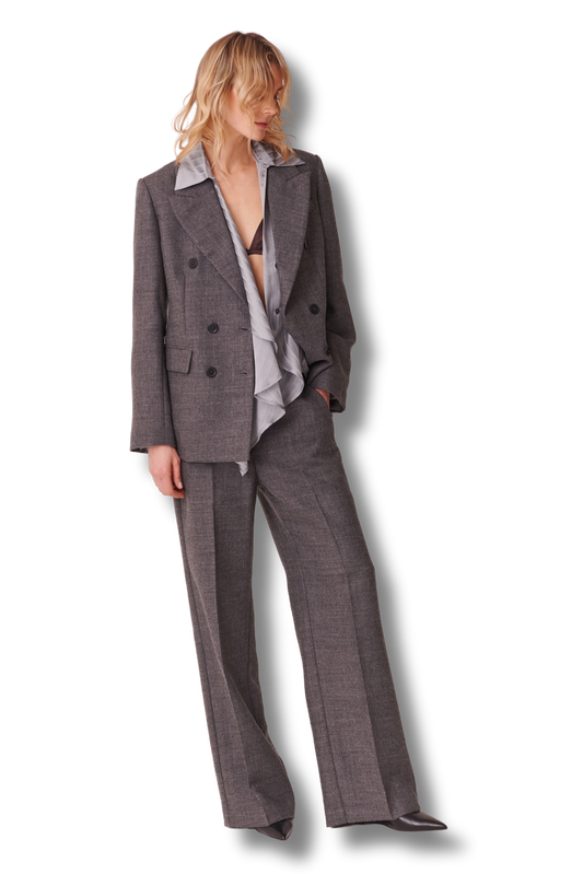 Hanami D'Or Aldo Wool Palazzo Trousers – Stone Grey