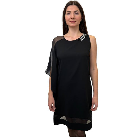 Asymmetrische jurk met zijde inzetstukken