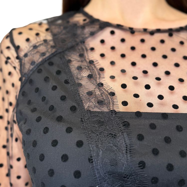 Babydoll cocktailjurk met stippenpatroon