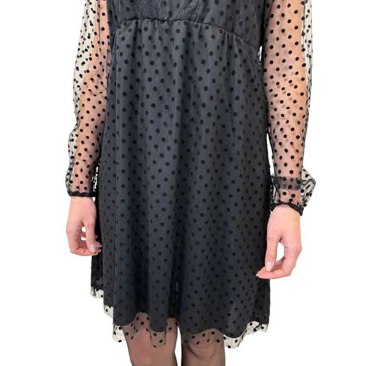 Babydoll cocktailjurk met stippenpatroon