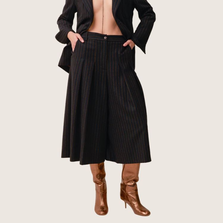 Broek rok in flanel met krijtstreep – Made in Italy | Tijdloze elegantie