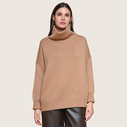 Merino Fine Knit Sweater in camel