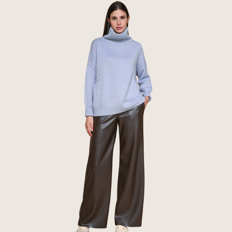 Merino Fine Knit Sweater in lichtblauwe kleur