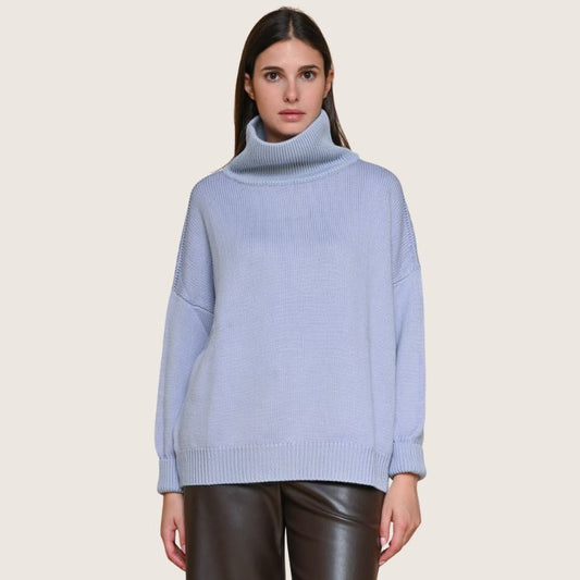 Merino Fine Knit Sweater in lichtblauwe kleur