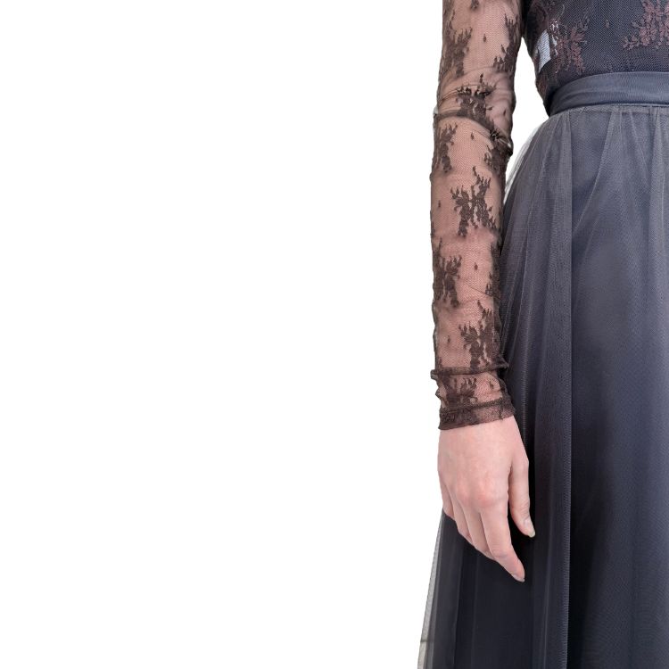 Bruine Tulle Rok Maxi – Chocoladekleurige Feestelijke Elegantie