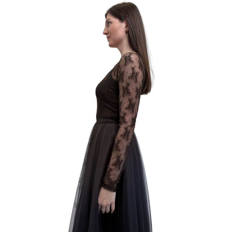 Bruine Tulle Rok Maxi – Chocoladekleurige Feestelijke Elegantie