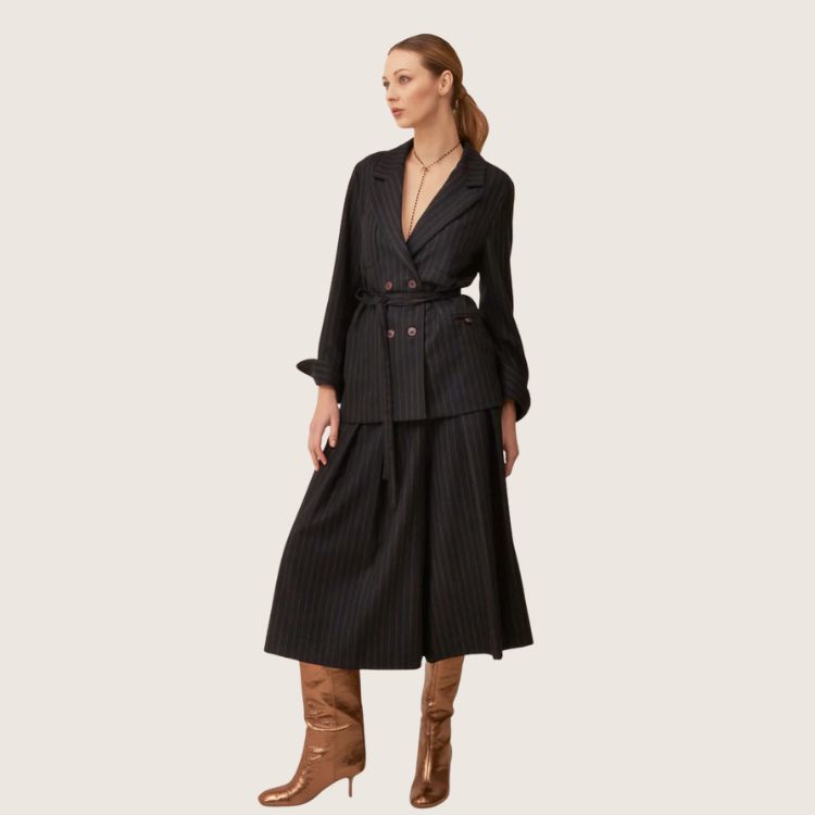 Broek rok in flanel met krijtstreep – Made in Italy | Tijdloze elegantie