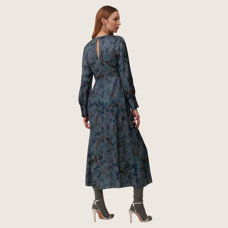 Floral Satin Jurk van Viscose – Made in Italy