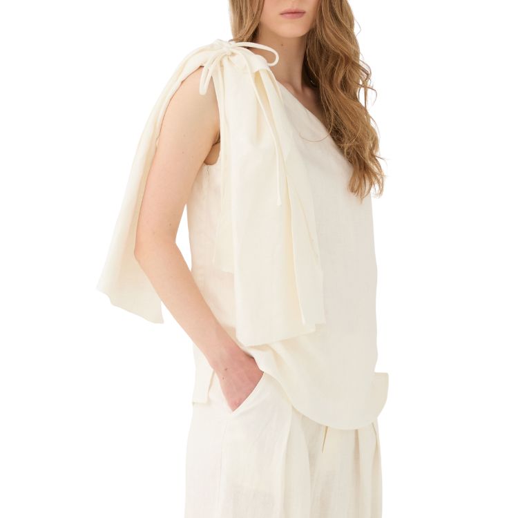 Linnen Asymmetrische Top Slagroom – Italiaans Design