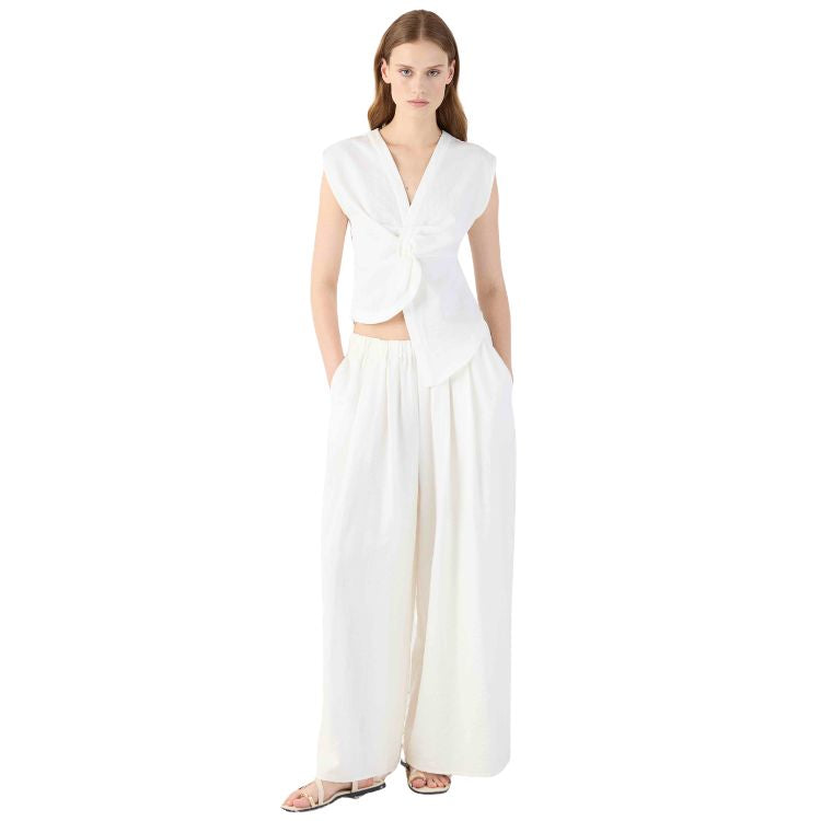 Asymmetrische Mouwloze Top Off White – ELEH Prato | Made in Italy