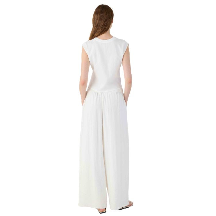Asymmetrische Mouwloze Top Off White – ELEH Prato | Made in Italy