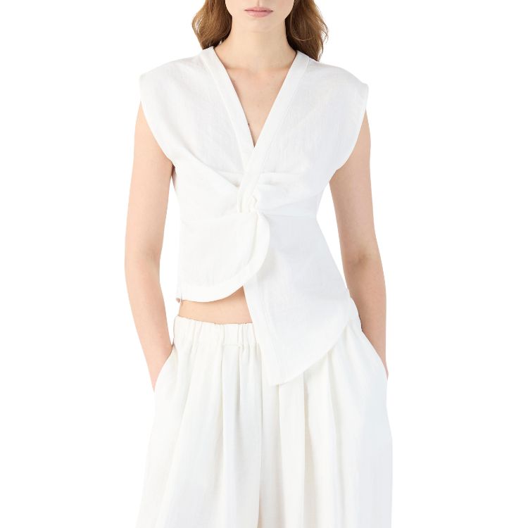 Asymmetrische Mouwloze Top Off White – ELEH Prato | Made in Italy