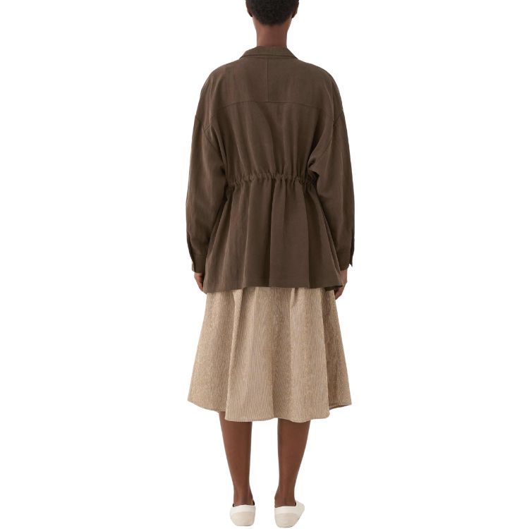 Parka Jas Donkerbruin – Hoge Kraag & Koorddetail | ELEH Prato Italië