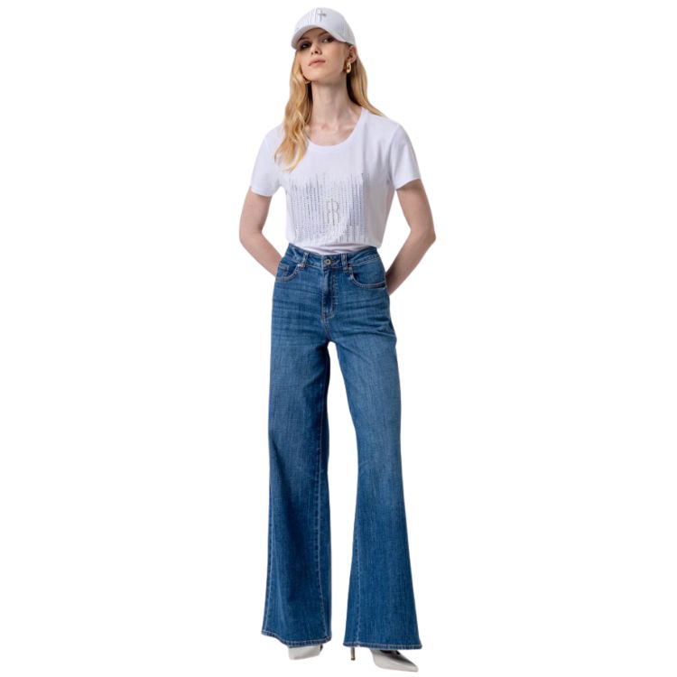 High Waist Wide Leg Jeans Stonewash – 100% Katoen | Fracomina