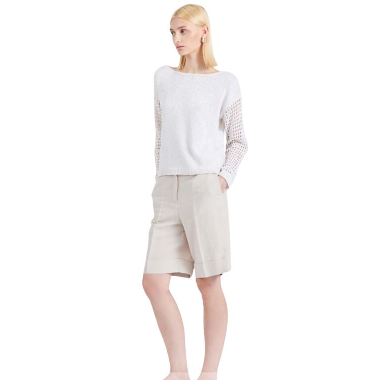 Beige Bermuda Shorts – Viscose & Linnen | Blue Bianco Milano Made in Italy