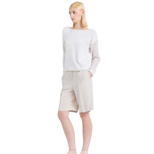 Beige Bermuda Shorts – Viscose & Linnen | Blue Bianco Milano Made in Italy