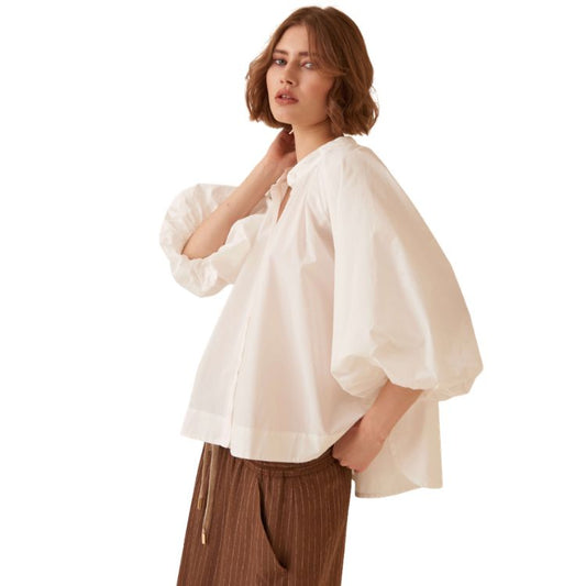 Witte Blouse met Ballonmouwen – Katoen | Hanami Dor Made in Italy
