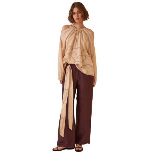 Vanessa Off-Shoulder Blouse met Borduursels – Lyocell Blend | Hanami Dor Made in Italy