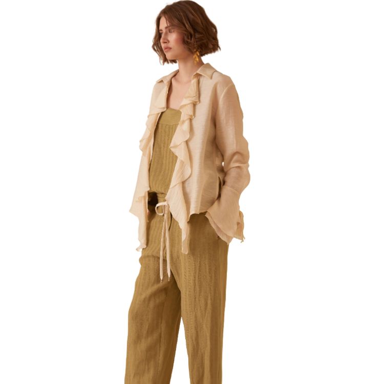 Blouse met Volants en Bloemmouwen – Lyocell Blend | Hanami Dor Made in Italy