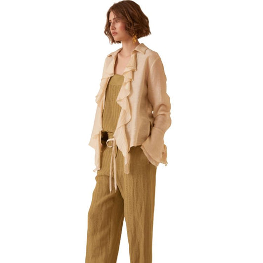 Blouse met Volants en Bloemmouwen – Lyocell Blend | Hanami Dor Made in Italy