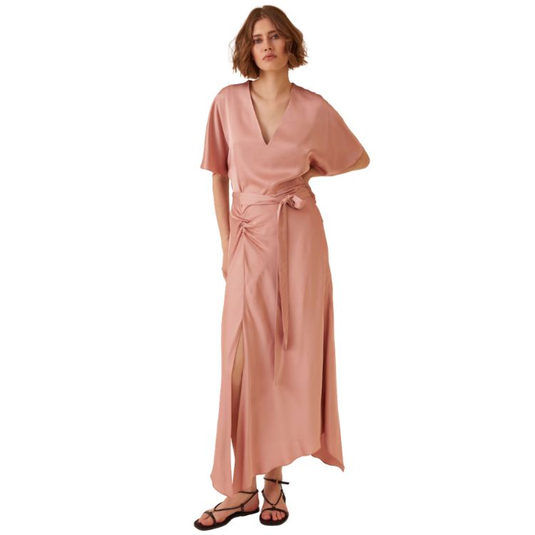 Asymmetrische Jurk Smoky Rose – Viscose | Hanami Dor Made in Italy