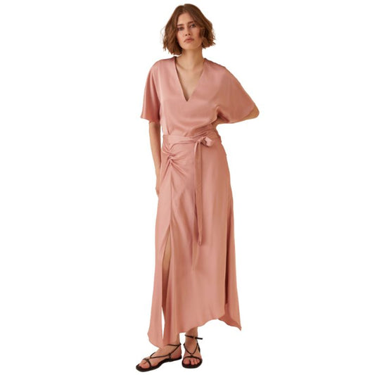 Asymmetrische Jurk Smoky Rose – Viscose | Hanami Dor Made in Italy